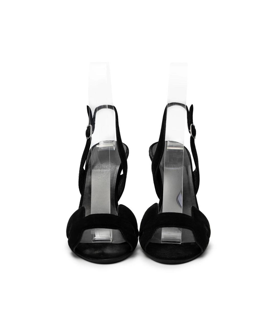 HERMES Черные замшевые босоножки, фото 4