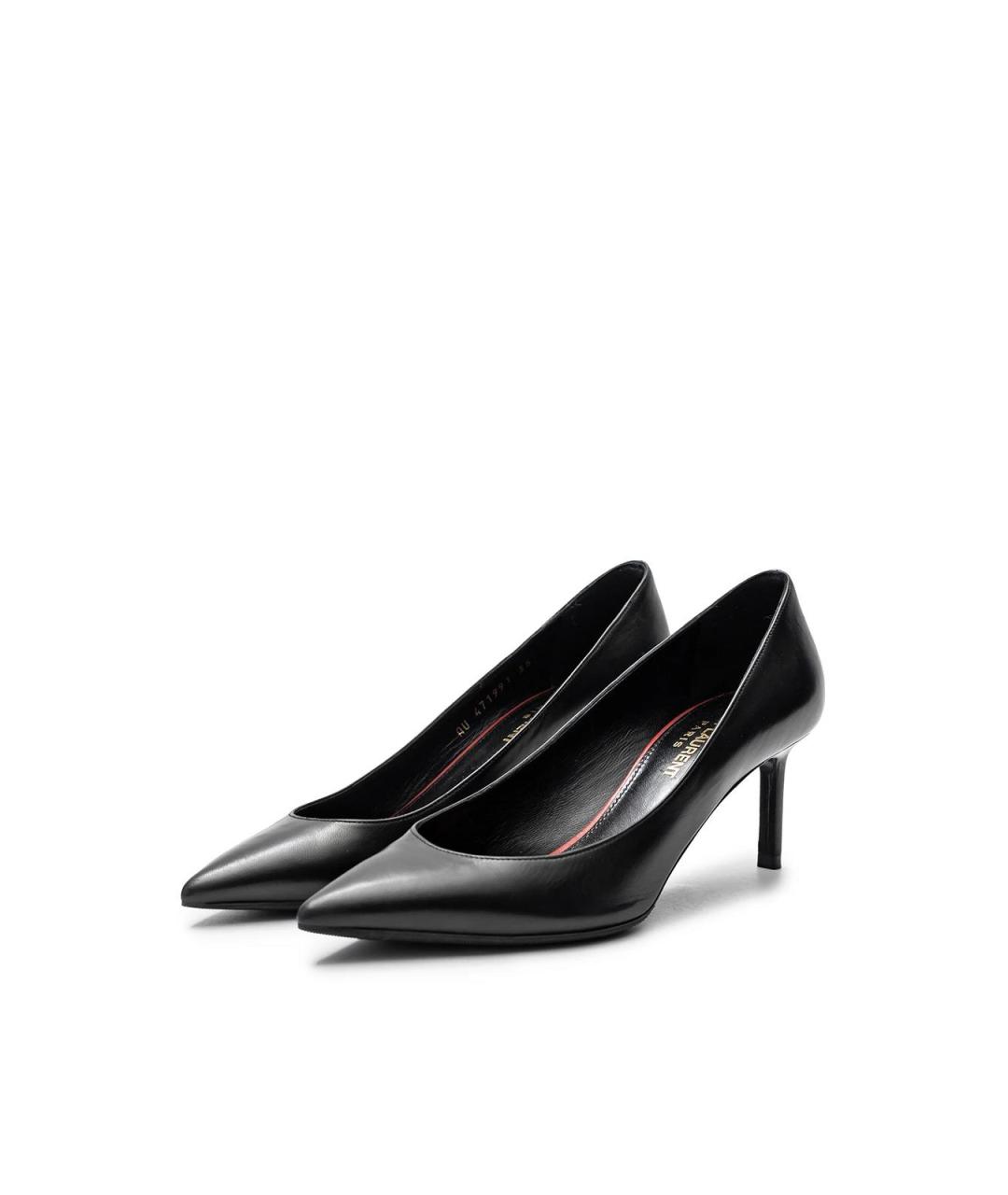 SAINT LAURENT Черные кожаные туфли, фото 2