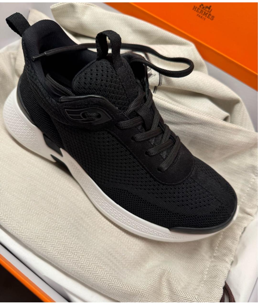 HERMES Черные кроссовки, фото 4