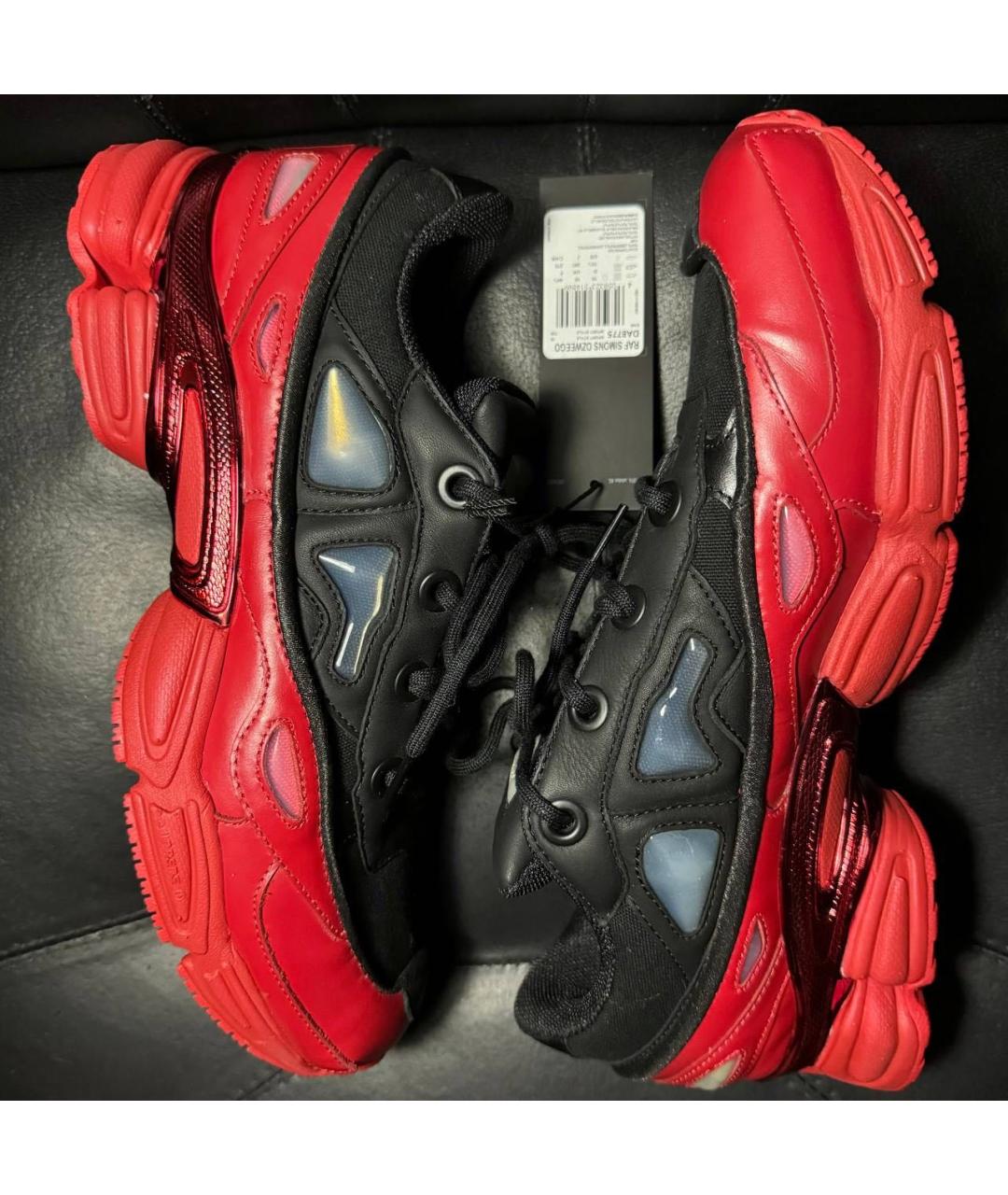 ADIDAS X RAF SIMONS Красные кожаные низкие кроссовки / кеды, фото 4