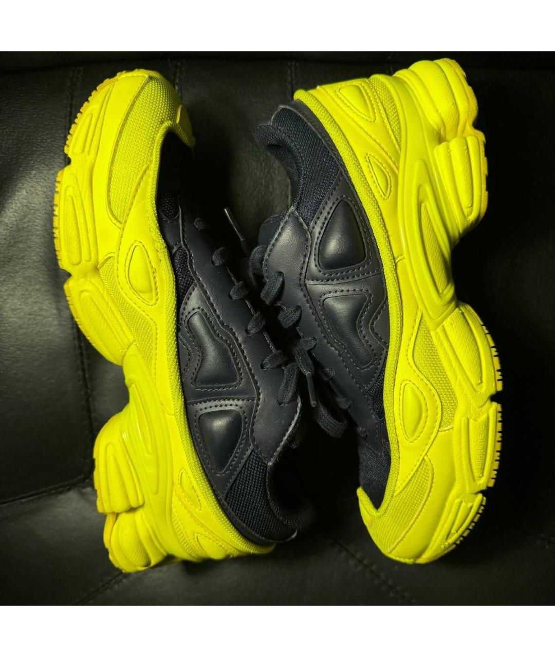 ADIDAS X RAF SIMONS Желтые текстильные низкие кроссовки / кеды, фото 4