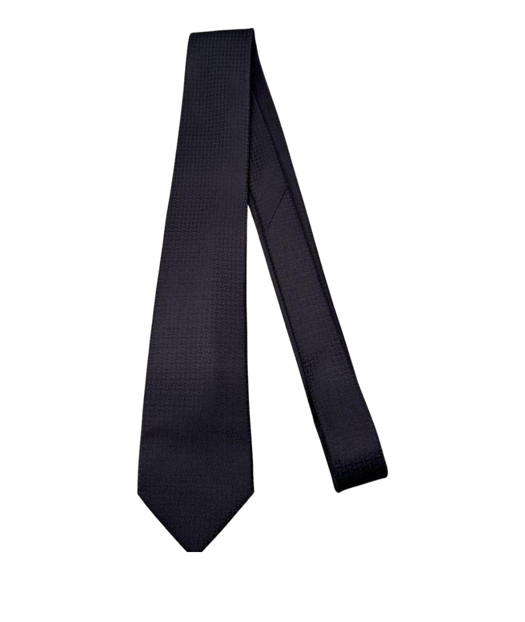 HERMES Черный шелковый галстук, фото 1