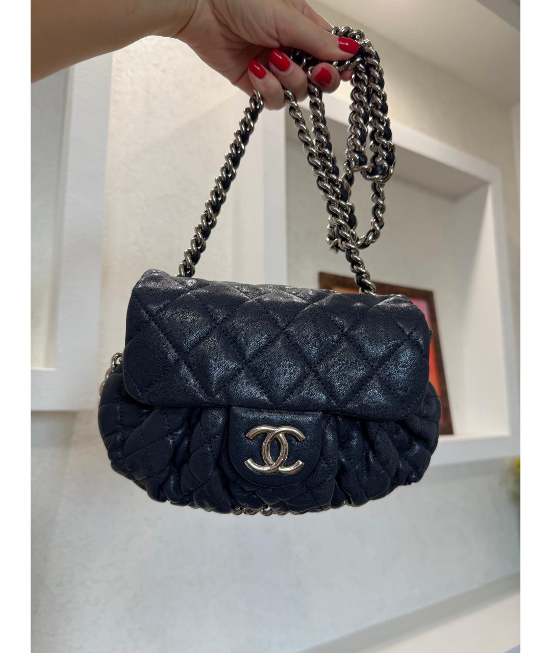 CHANEL Синяя кожаная сумка через плечо, фото 4