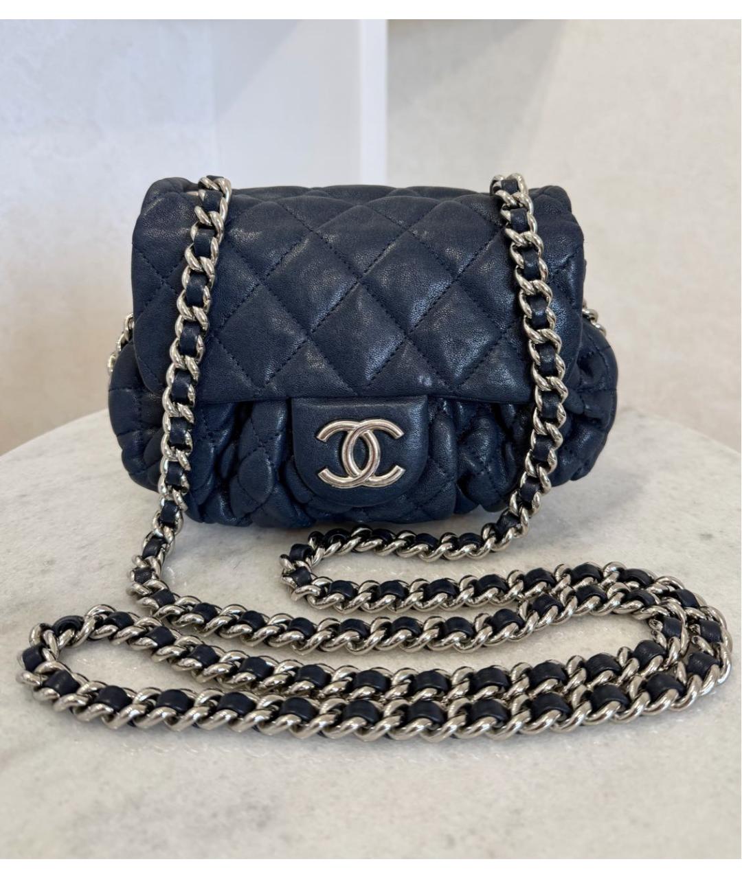 CHANEL Синяя кожаная сумка через плечо, фото 2