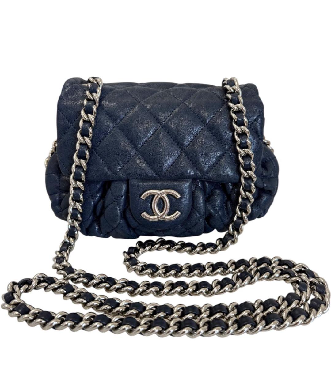 CHANEL Синяя кожаная сумка через плечо, фото 9