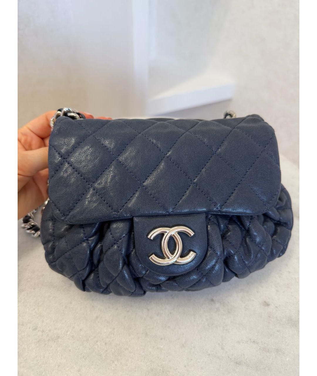 CHANEL Синяя кожаная сумка через плечо, фото 5
