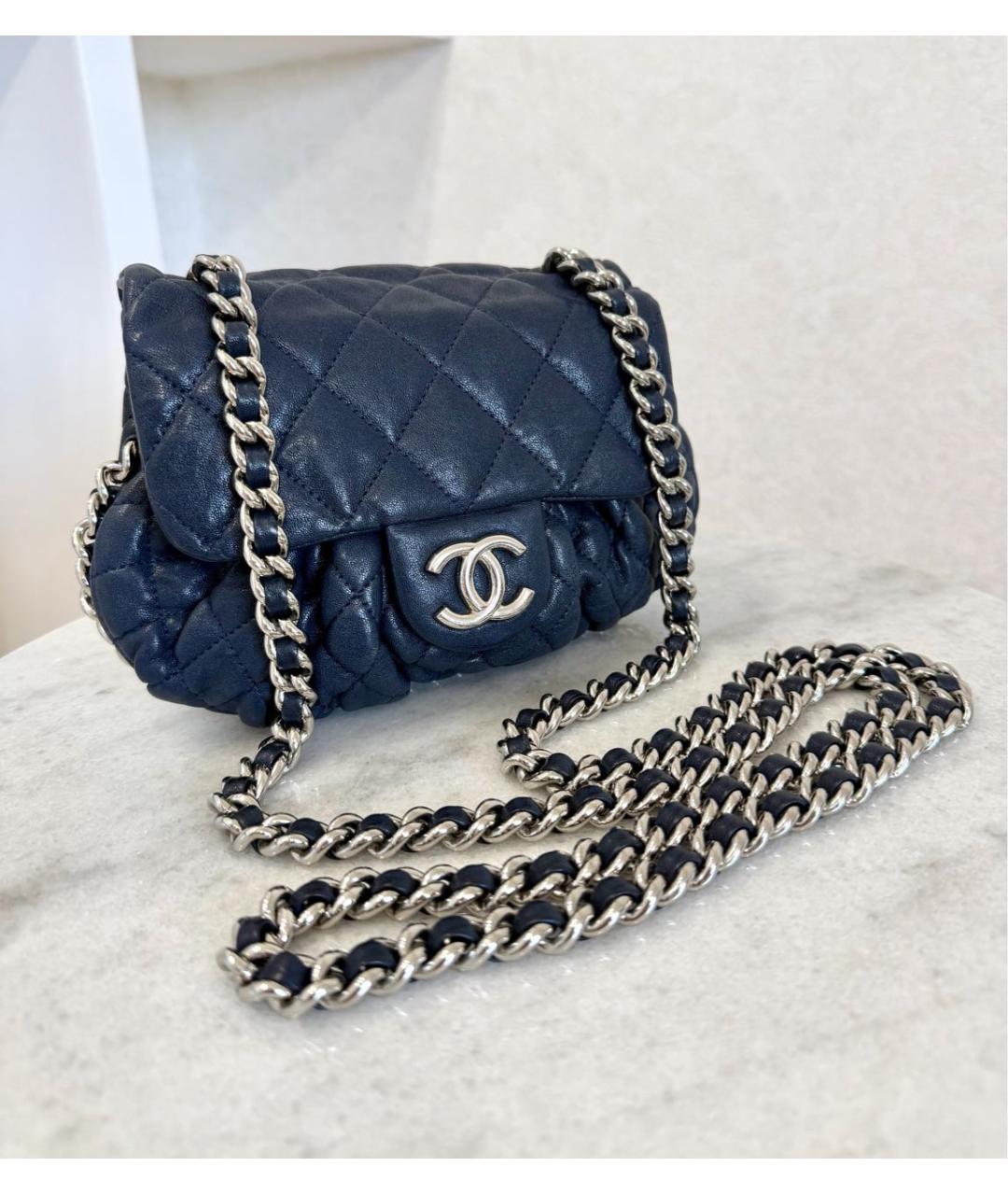 CHANEL Синяя кожаная сумка через плечо, фото 4