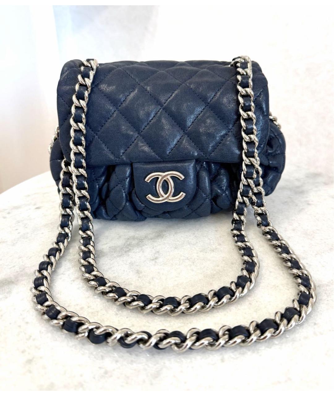 CHANEL Синяя кожаная сумка через плечо, фото 3