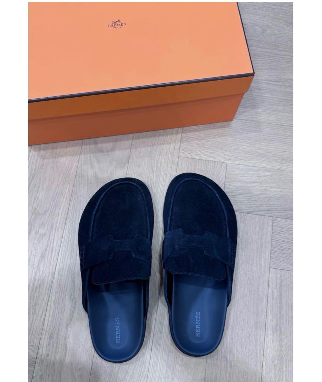 HERMES Черные замшевые мюли, фото 4