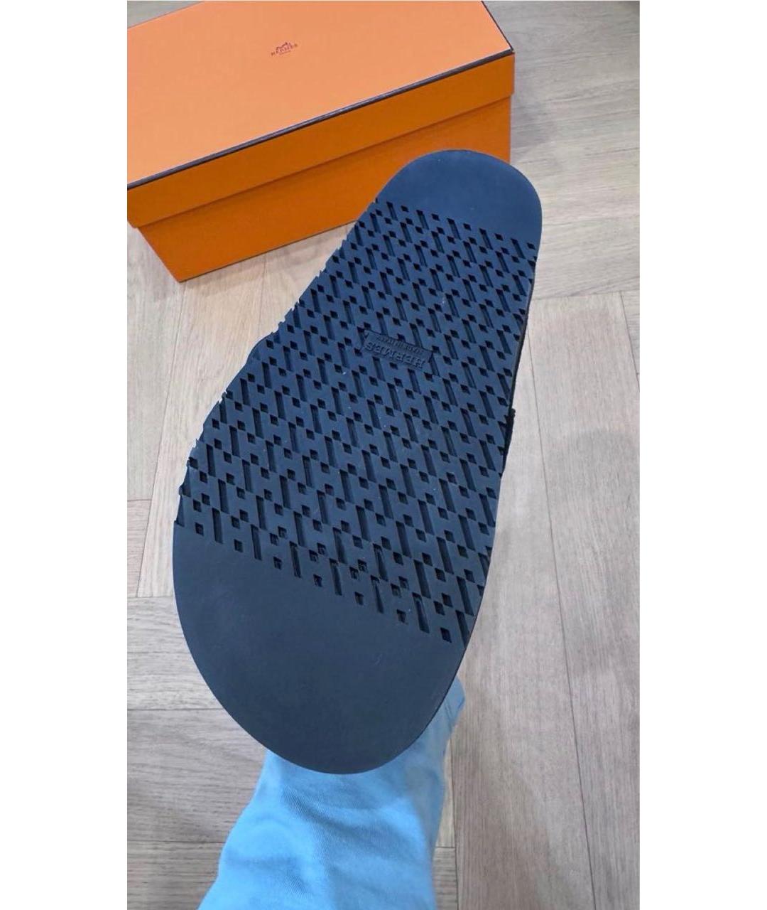 HERMES Черные замшевые мюли, фото 6