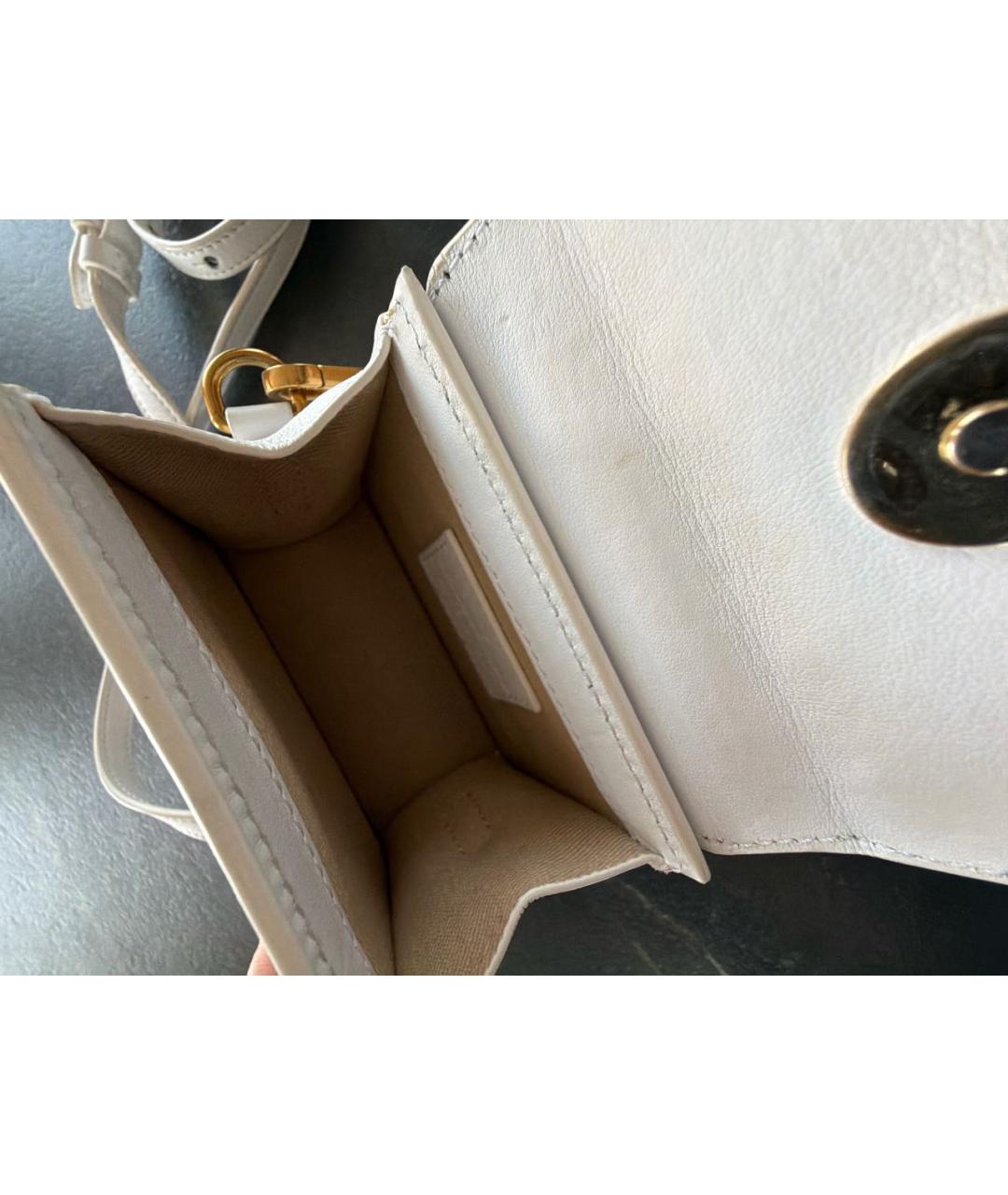 JACQUEMUS Белая кожаная сумка с короткими ручками, фото 4