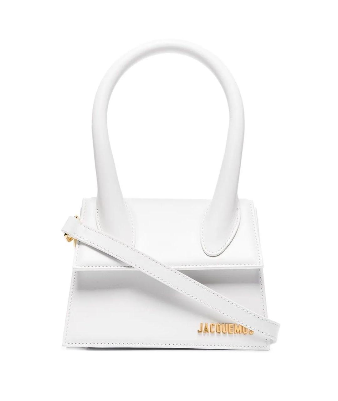 JACQUEMUS Белая кожаная сумка с короткими ручками, фото 5