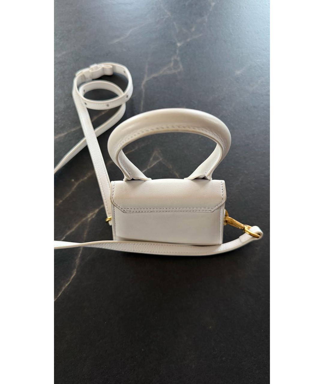 JACQUEMUS Белая кожаная сумка с короткими ручками, фото 3