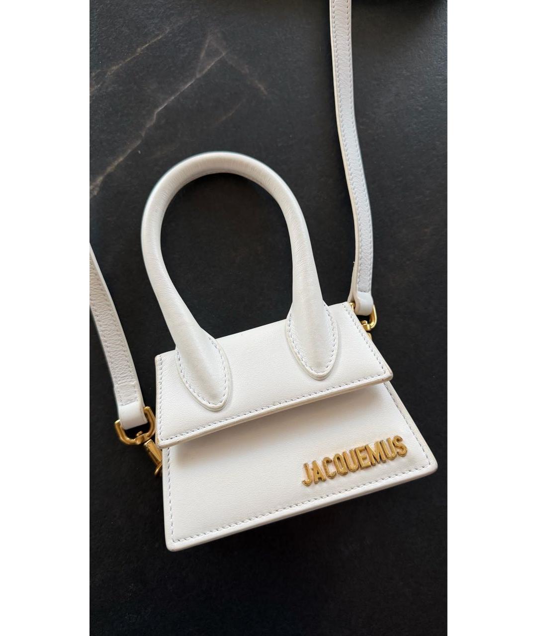 JACQUEMUS Белая кожаная сумка с короткими ручками, фото 2