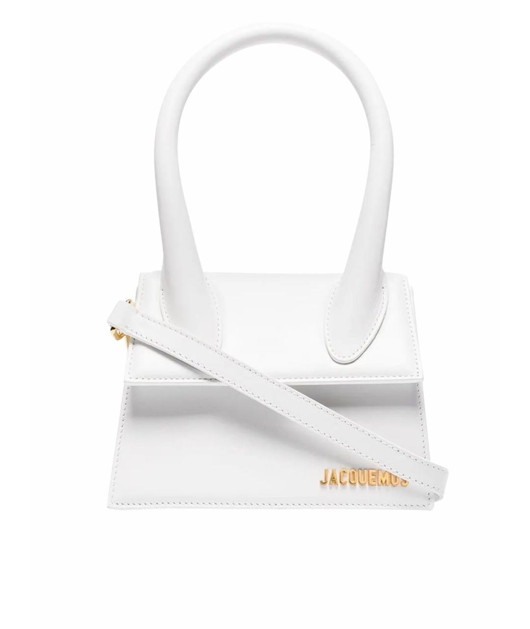 JACQUEMUS Белая кожаная сумка с короткими ручками, фото 1