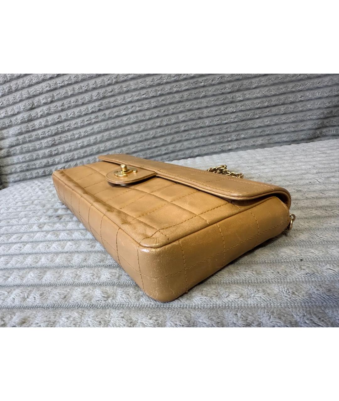 CHANEL Бежевая кожаная сумка через плечо, фото 5