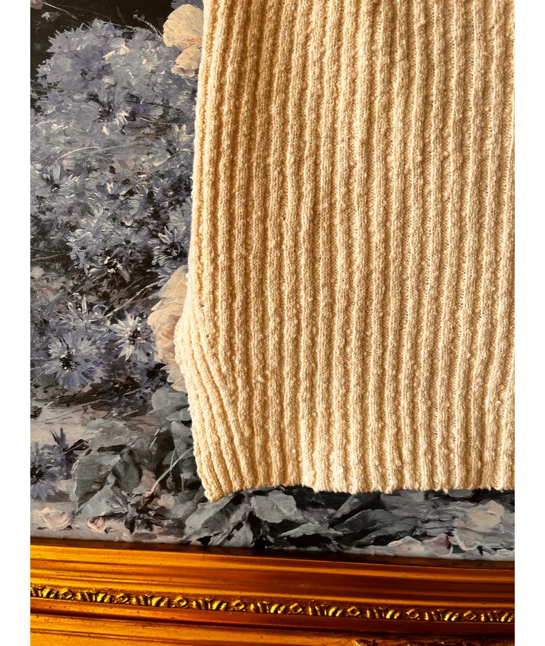 HELMUT LANG Бежевая хлопко-эластановая майка, фото 4