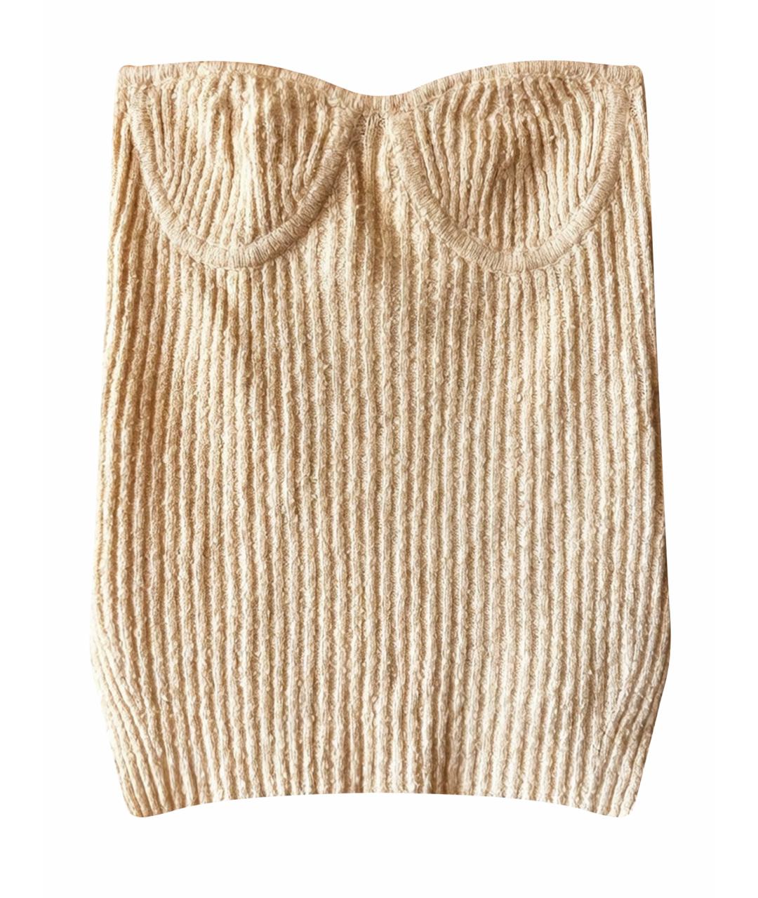 HELMUT LANG Бежевая хлопко-эластановая майка, фото 1