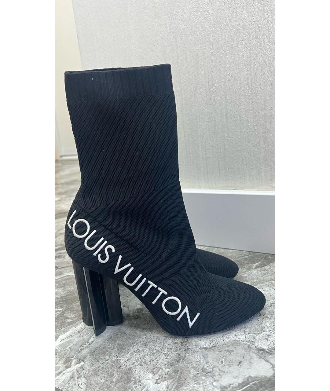 LOUIS VUITTON Черные текстильные ботильоны, фото 5