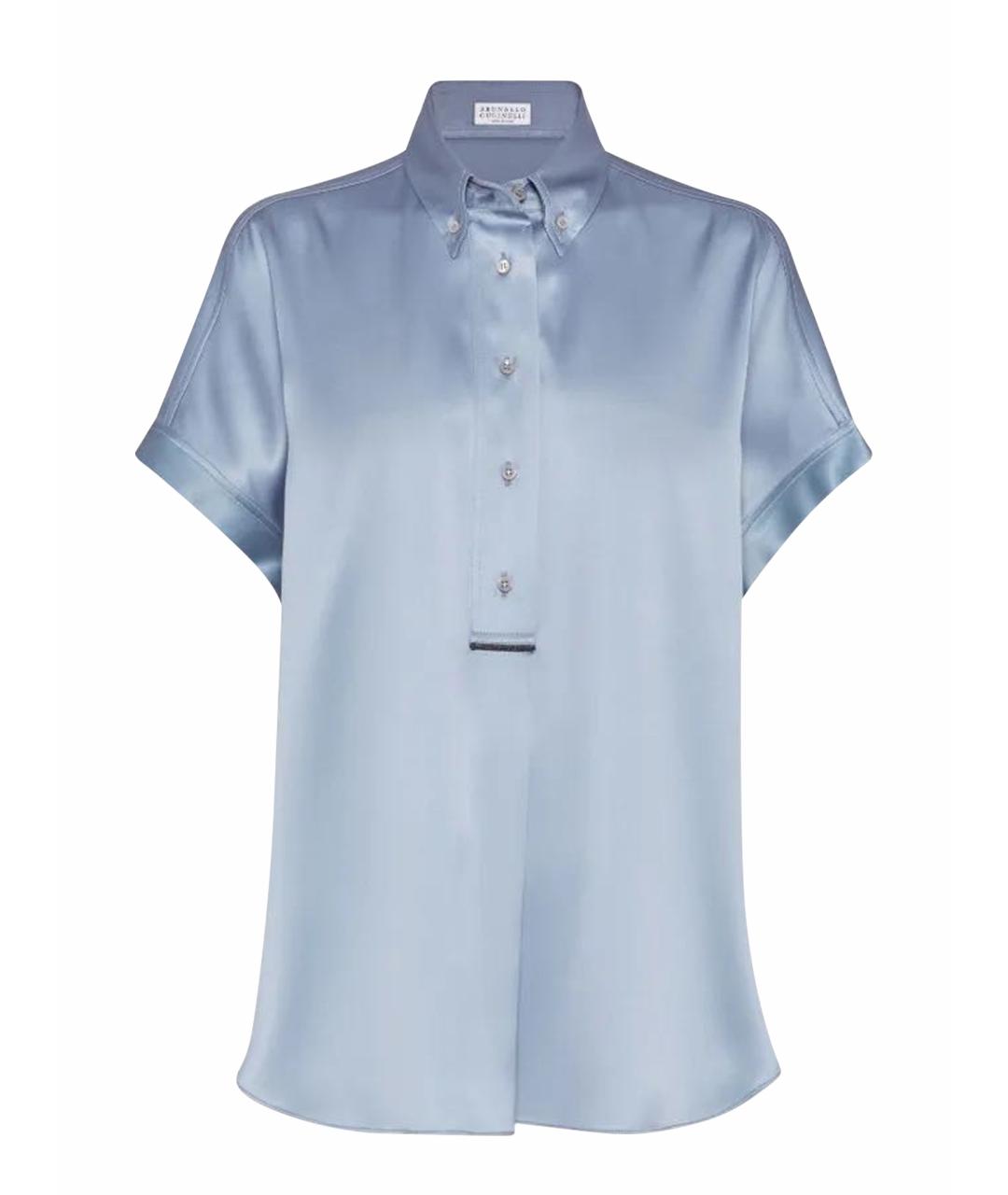 BRUNELLO CUCINELLI Голубая шелковая блузы, фото 1