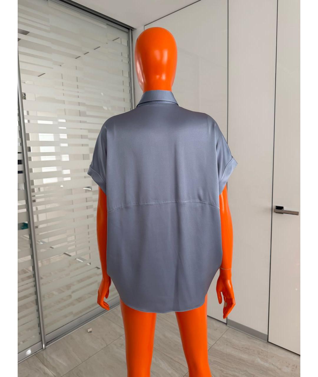 BRUNELLO CUCINELLI Голубая шелковая блузы, фото 2