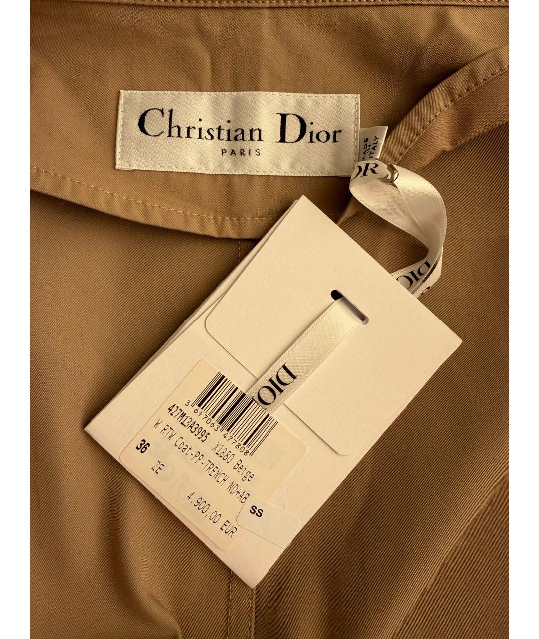 CHRISTIAN DIOR Бежевый хлопковый тренч/плащ, фото 3