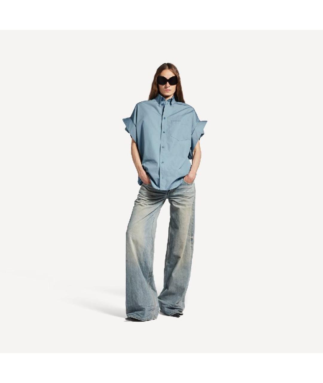 BALENCIAGA Голубая хлопковая рубашка, фото 2