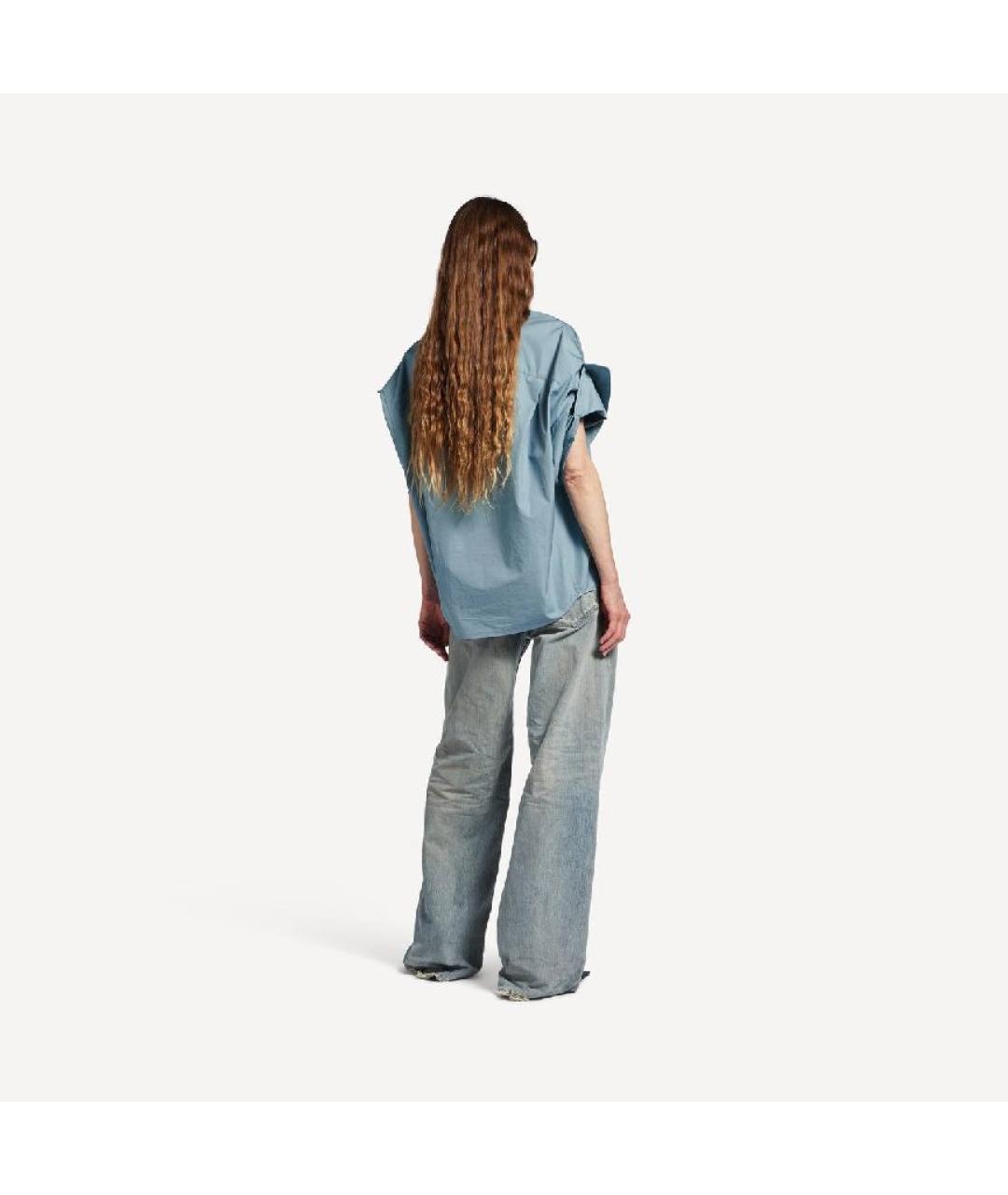 BALENCIAGA Голубая хлопковая рубашка, фото 4