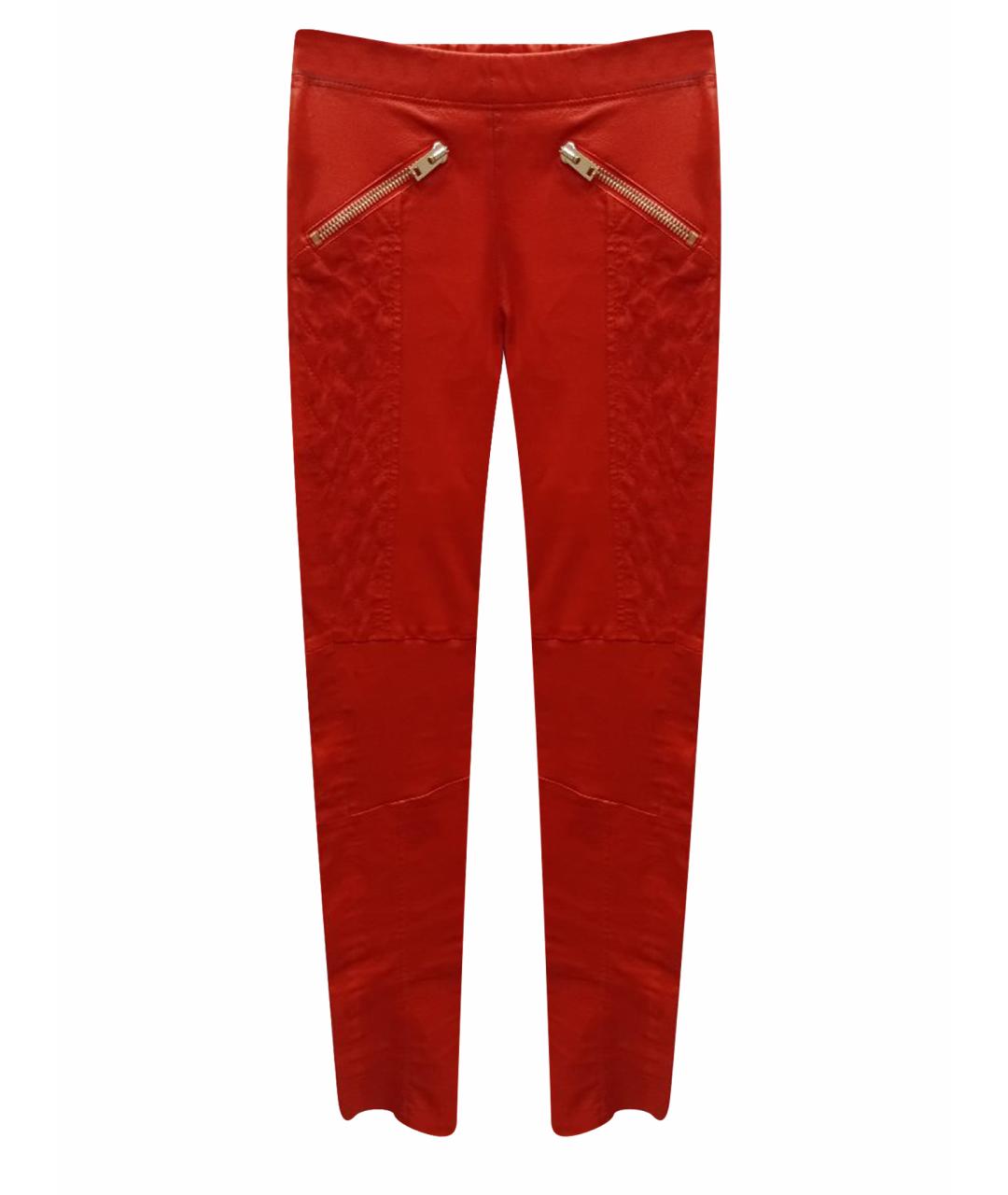 JOSEPH Красные кожаные брюки узкие, фото 1