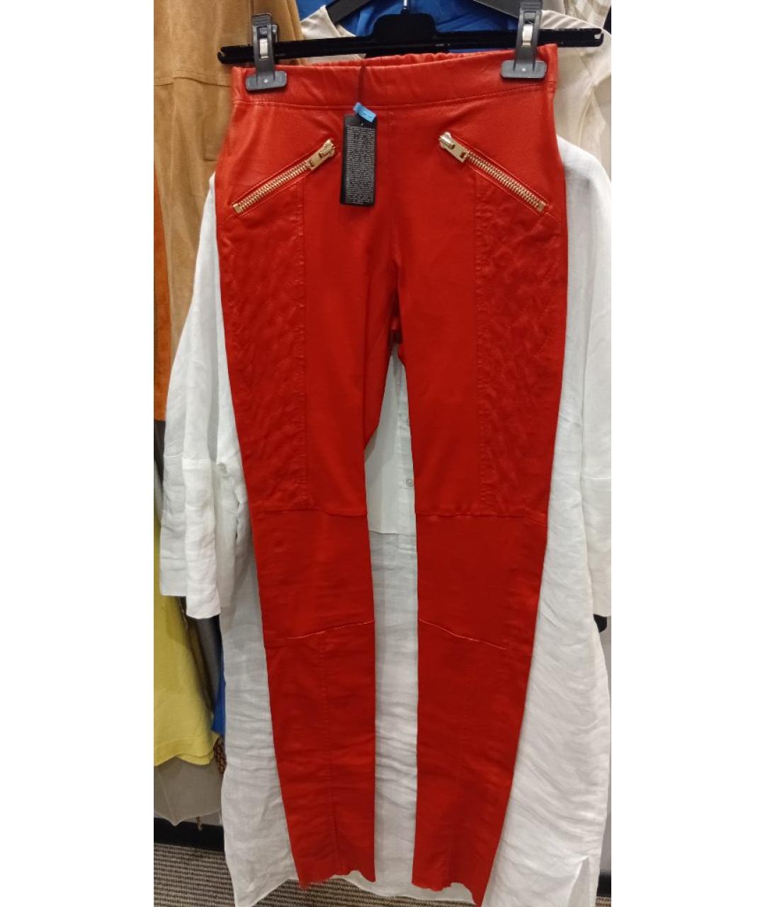 JOSEPH Красные кожаные брюки узкие, фото 5