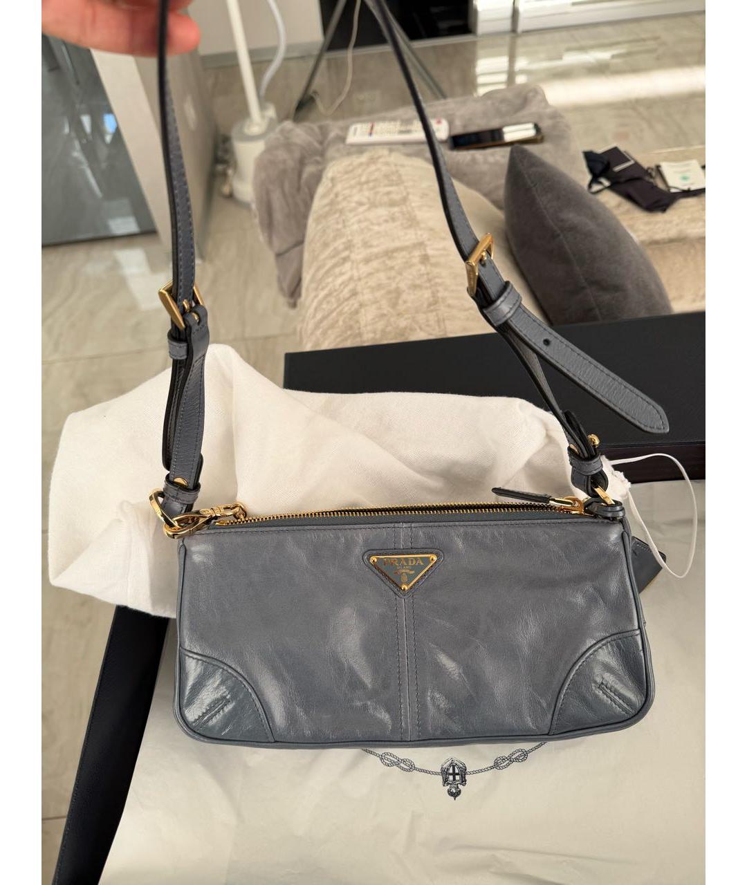 PRADA Голубая кожаная сумка через плечо, фото 5