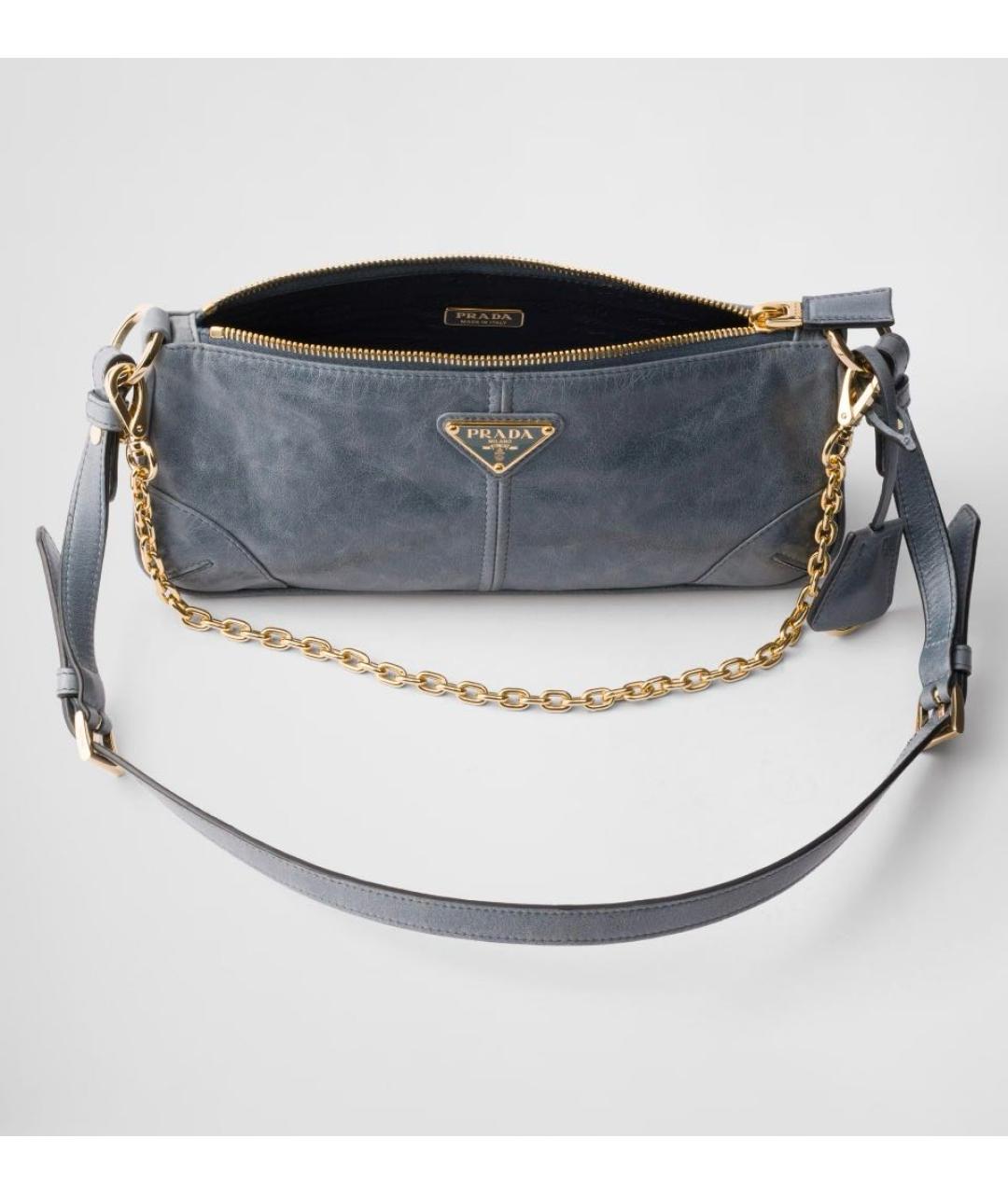 PRADA Голубая кожаная сумка через плечо, фото 4