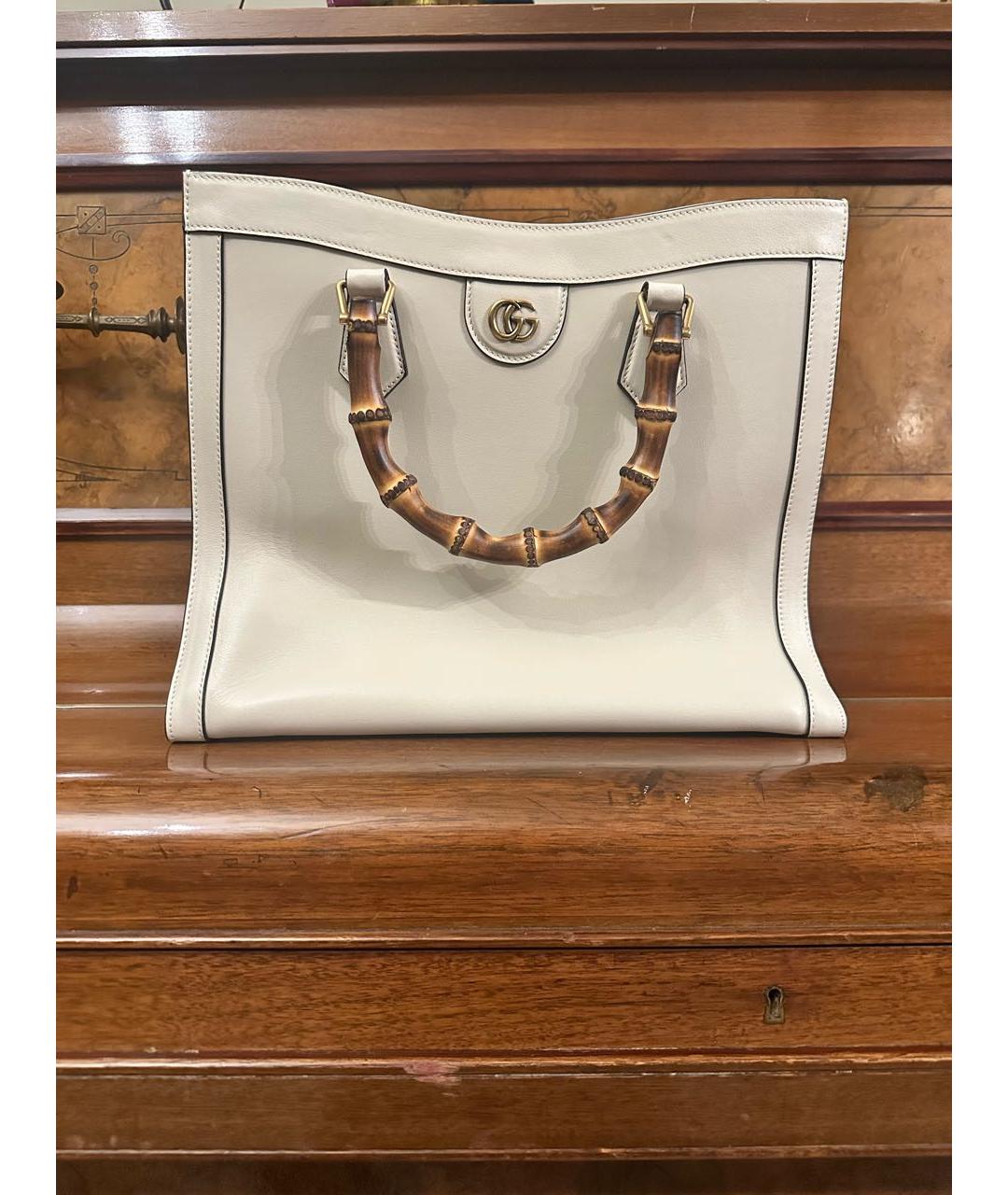 GUCCI Бежевая кожаная сумка тоут, фото 5