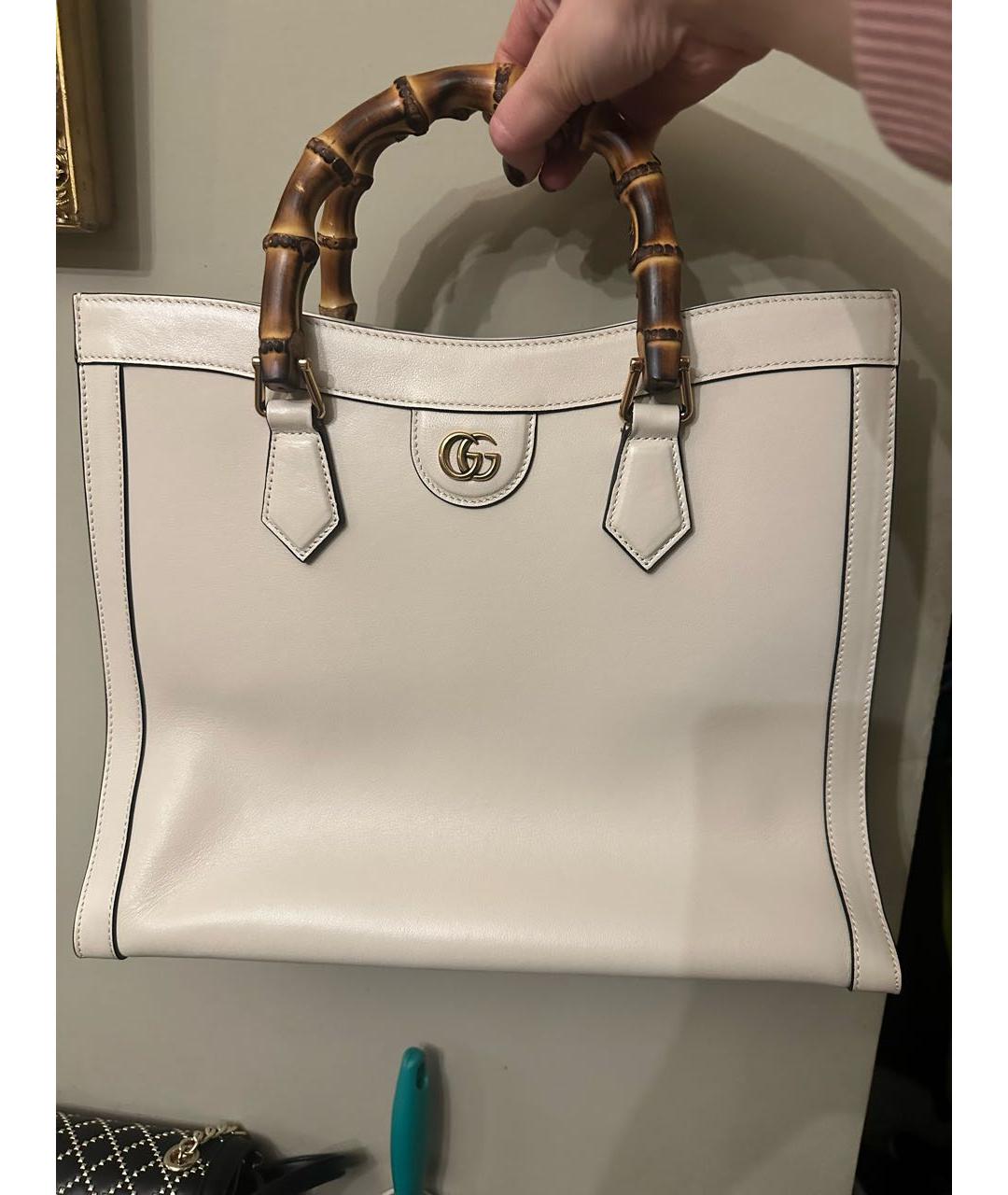 GUCCI Бежевая кожаная сумка тоут, фото 3