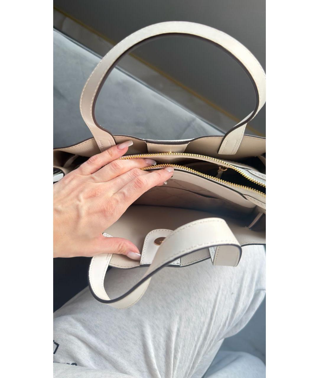 MICHAEL KORS Белая кожаная сумка с короткими ручками, фото 5