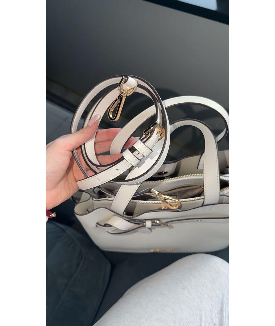 MICHAEL KORS Белая кожаная сумка с короткими ручками, фото 3