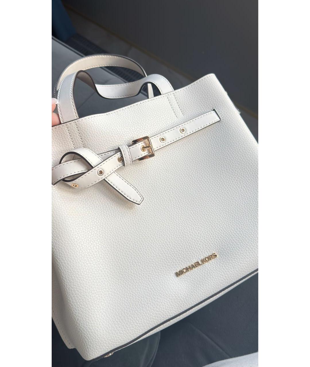 MICHAEL KORS Белая кожаная сумка с короткими ручками, фото 2