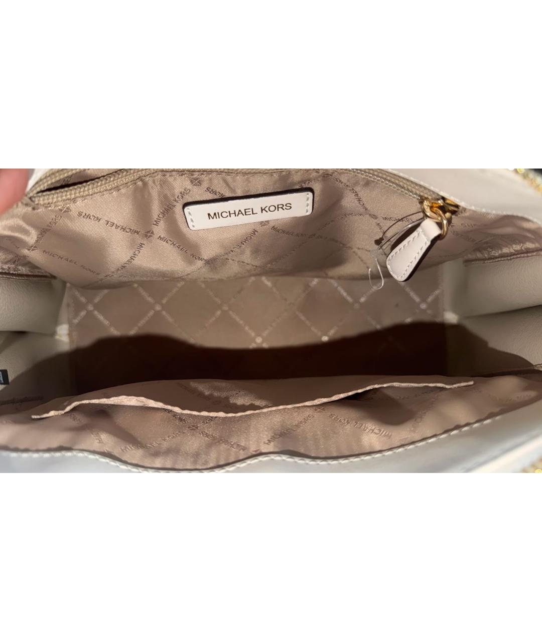 MICHAEL KORS Белая кожаная сумка с короткими ручками, фото 6