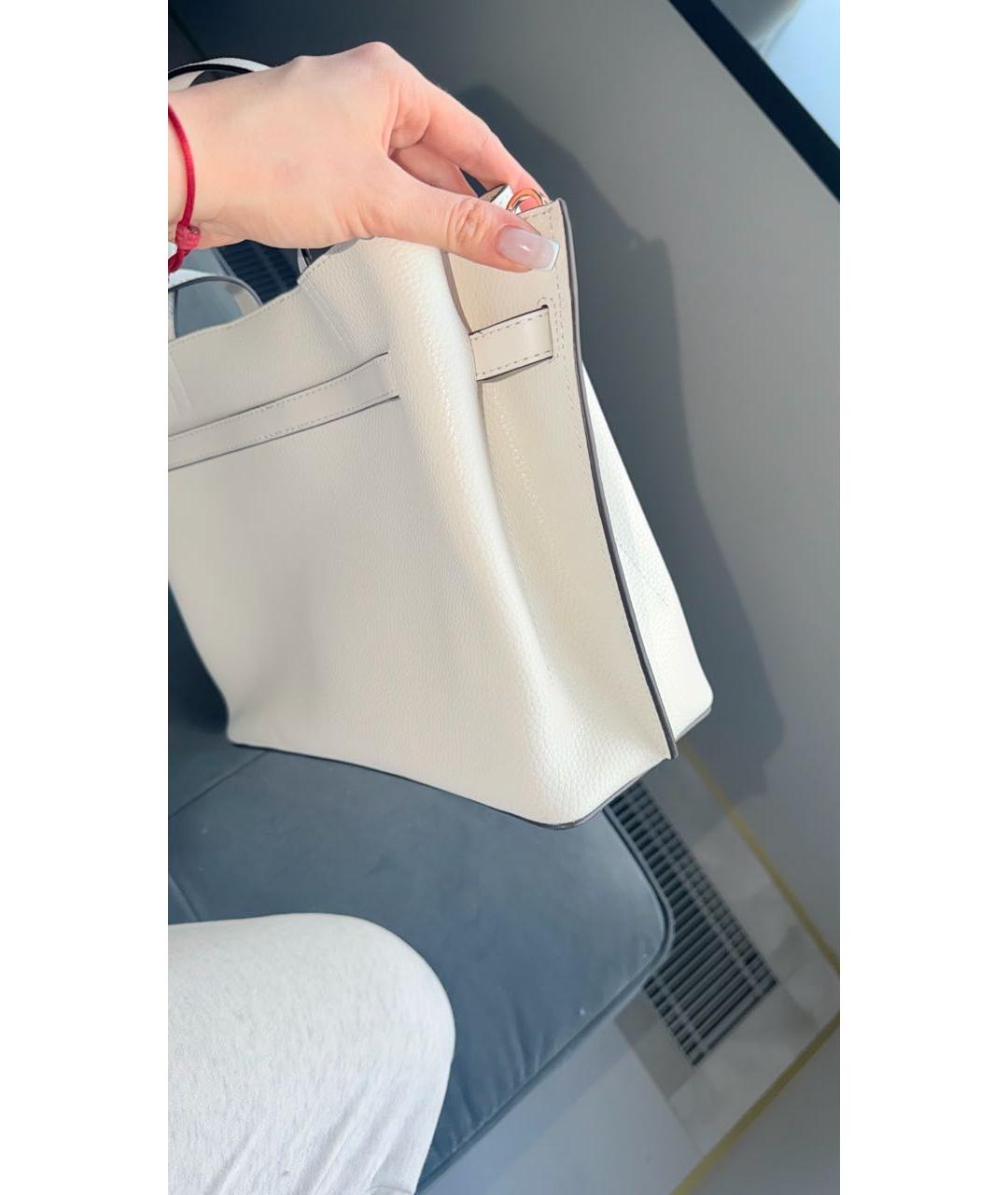 MICHAEL KORS Белая кожаная сумка с короткими ручками, фото 7