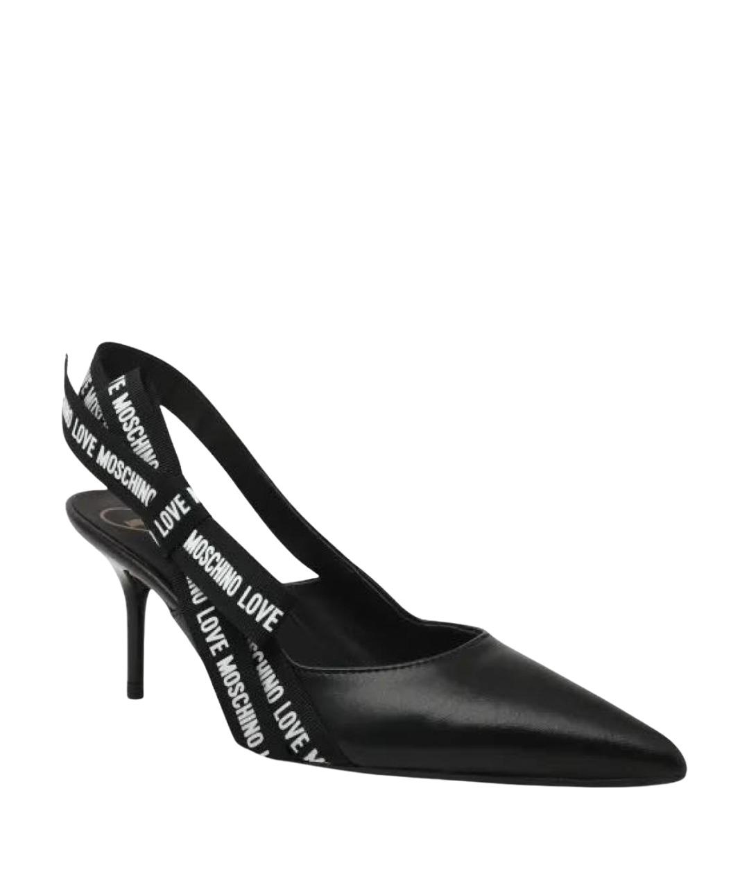 LOVE MOSCHINO Черные кожаные туфли, фото 1