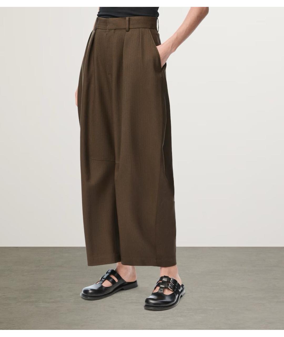 LOEWE Хаки шерстяные брюки широкие, фото 6