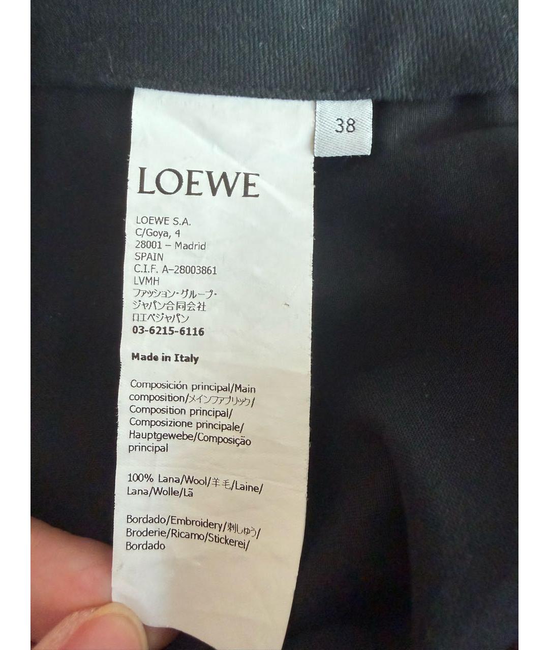 LOEWE Хаки шерстяные брюки широкие, фото 5