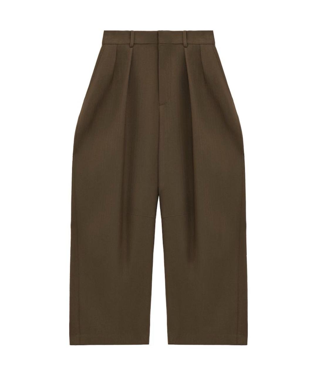 LOEWE Хаки шерстяные брюки широкие, фото 9