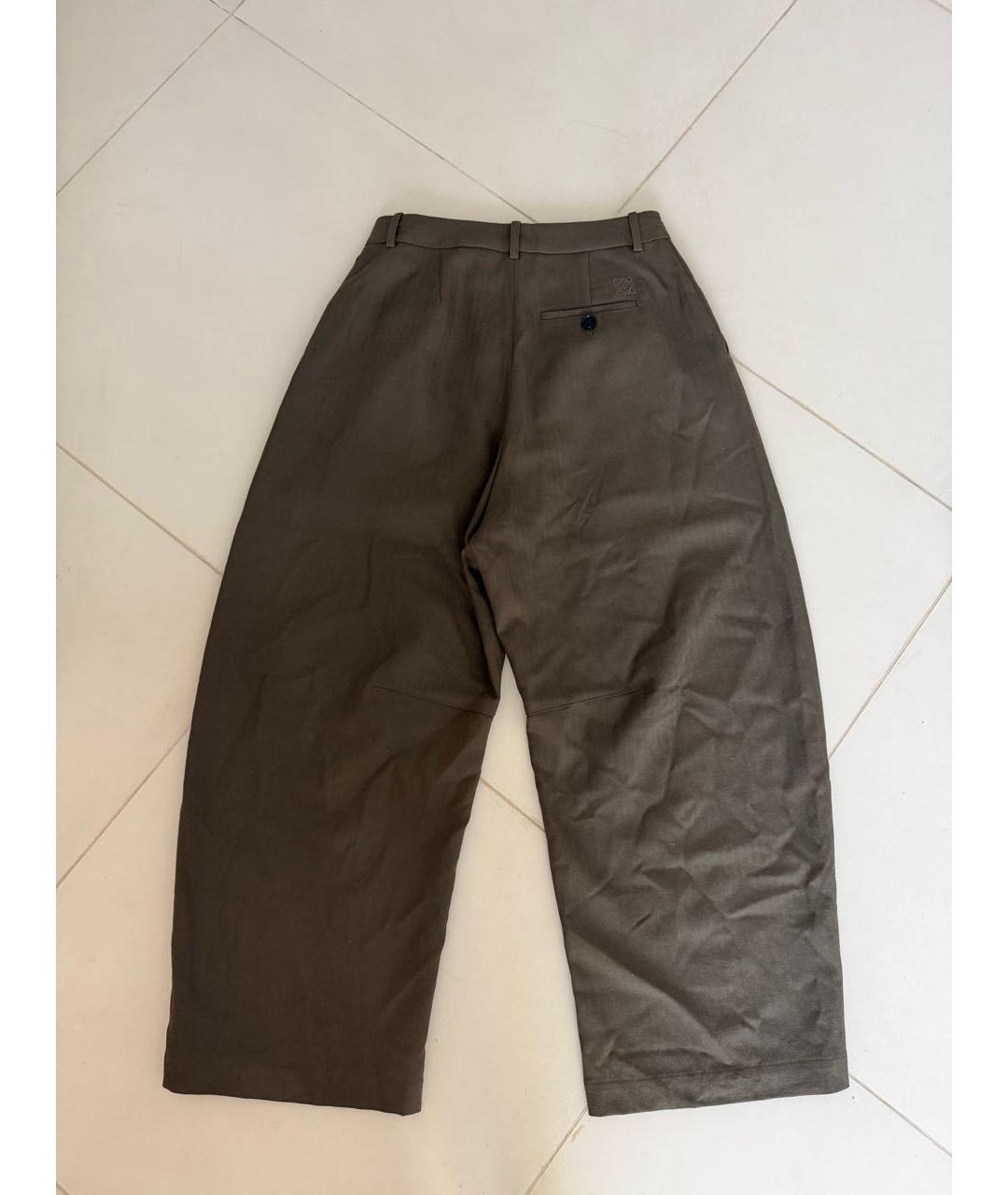 LOEWE Хаки шерстяные брюки широкие, фото 2