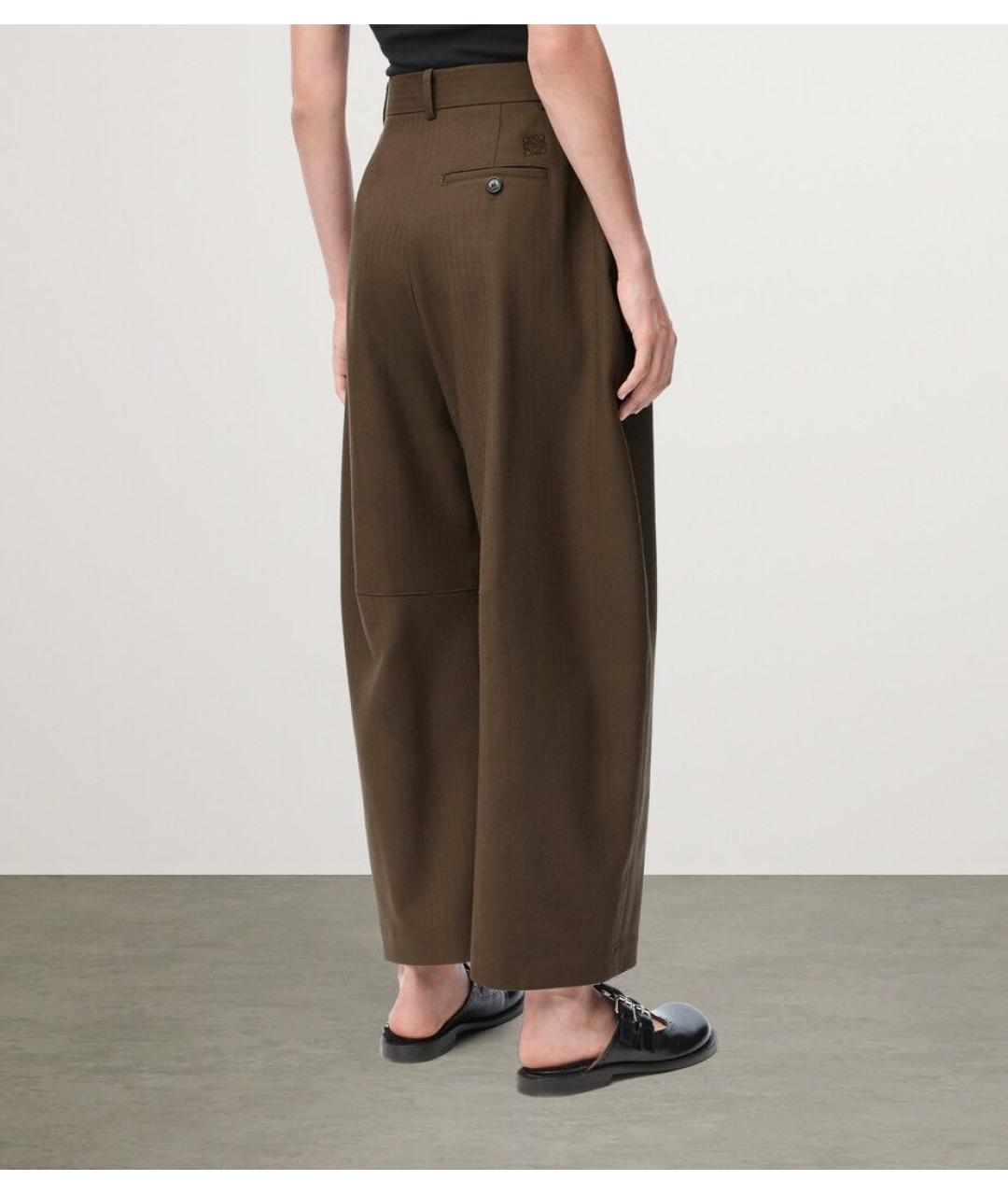 LOEWE Хаки шерстяные брюки широкие, фото 7