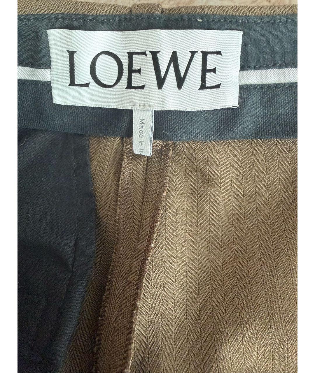 LOEWE Хаки шерстяные брюки широкие, фото 3