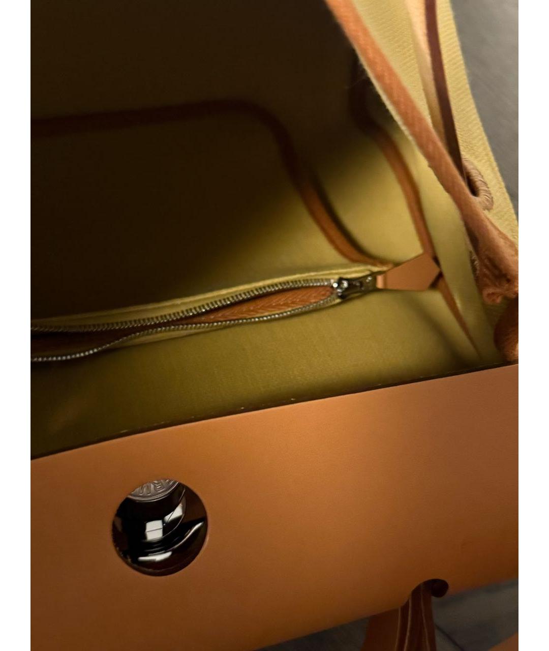 HERMES Горчичная тканевая сумка через плечо, фото 6