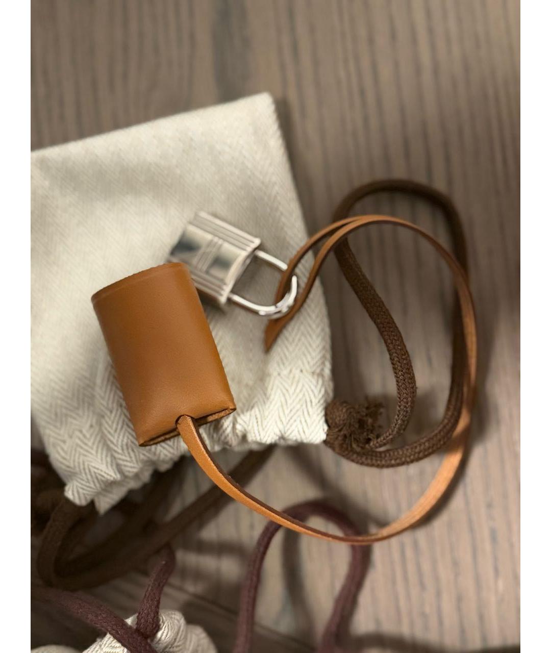 HERMES Горчичная тканевая сумка через плечо, фото 7