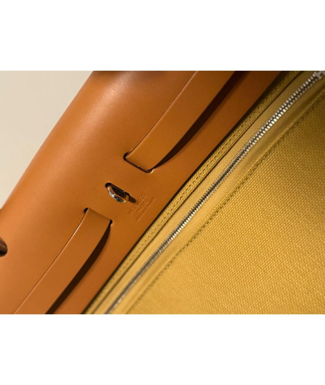 HERMES Горчичная тканевая сумка через плечо, фото 5