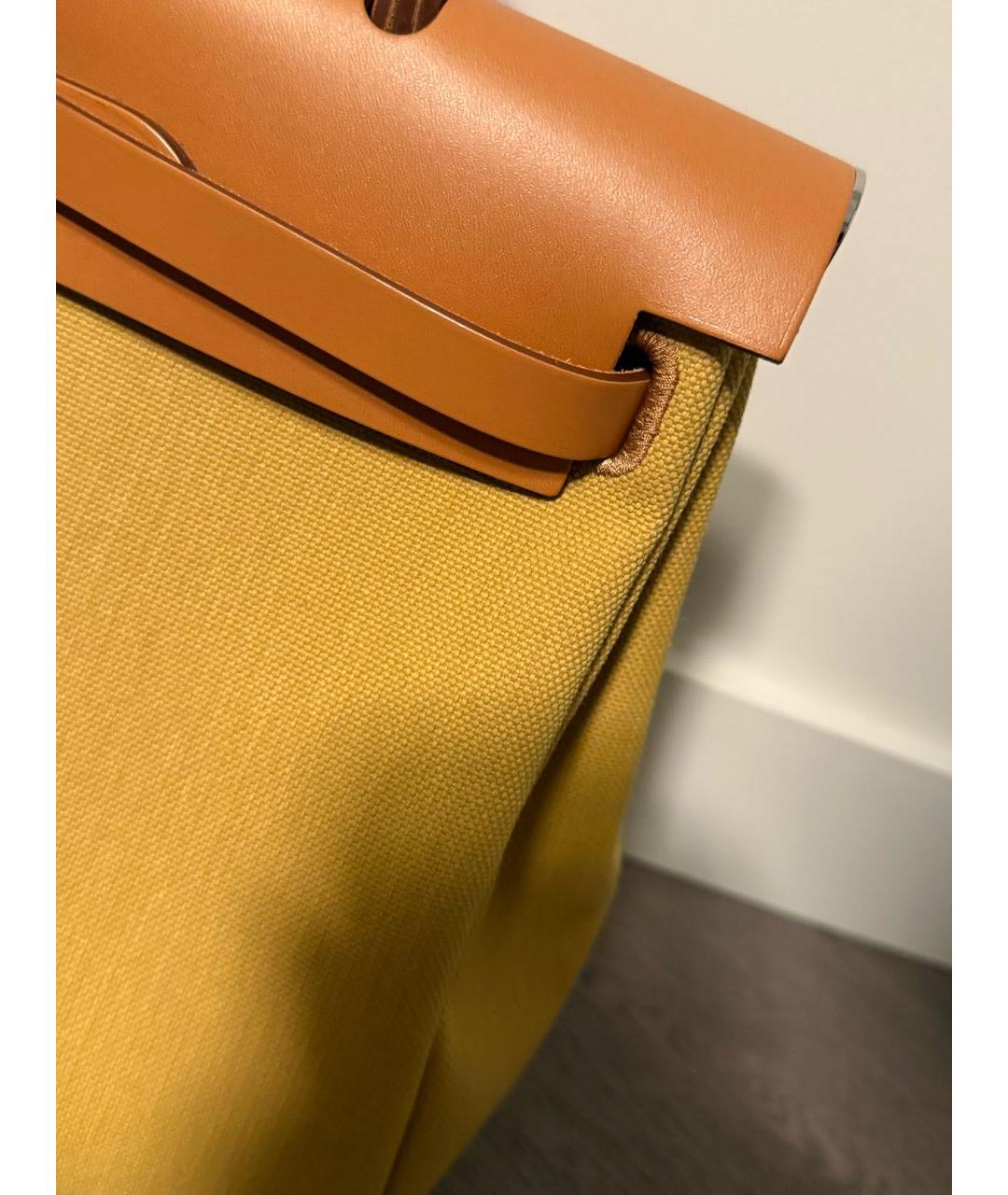 HERMES Горчичная тканевая сумка через плечо, фото 2